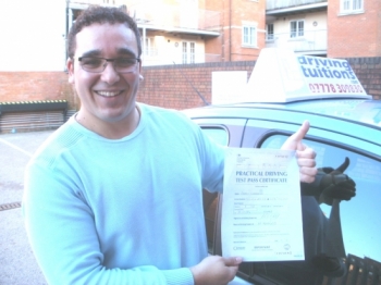 Thank you very much Franco The way you teach is very clear and concise You taught me how to drive safely and I now I feel very confident when I drive I passed my driving test today first time and I have to thank you for that By the way thank you very much for never shouted at me during my lessons You are the best driving instructor
